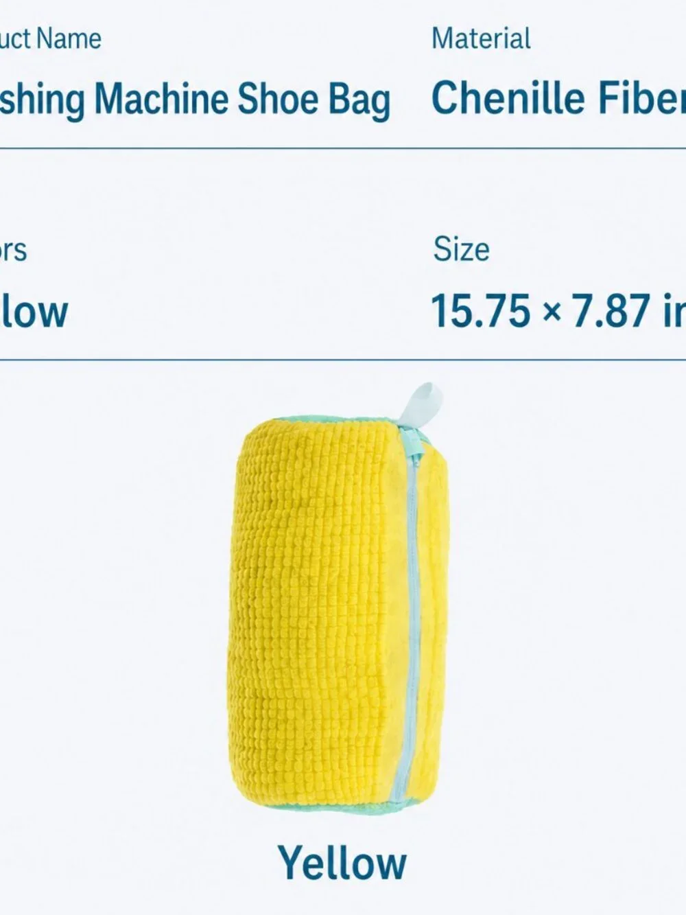 Chenille Washing Machine Shoe Bag Reusable Protective Sneaker Cleaner Yellow